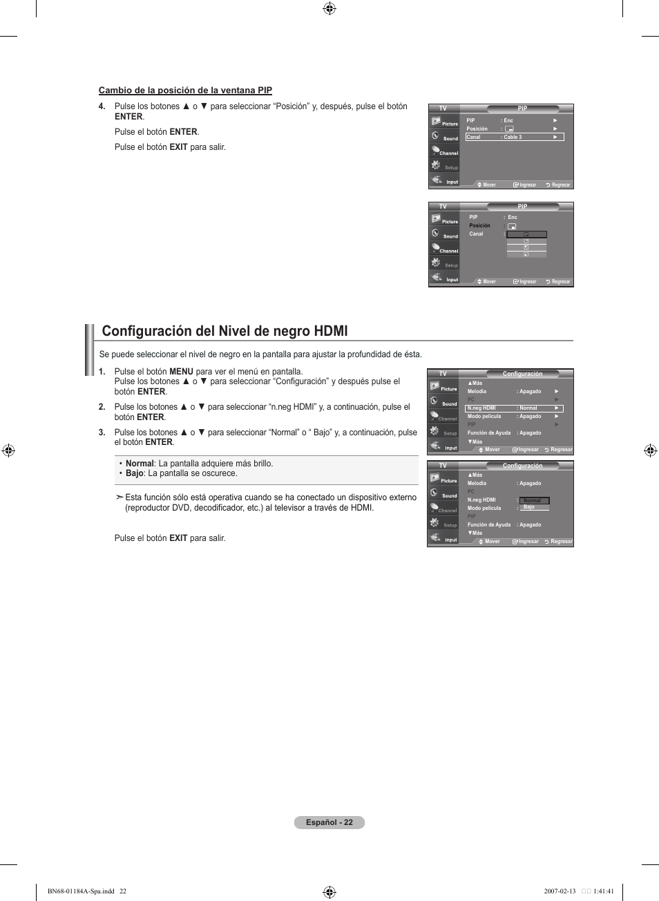 Configuración del nivel de negro hdmi | Samsung LNT1954HX-XAA User Manual | Page 81 / 116