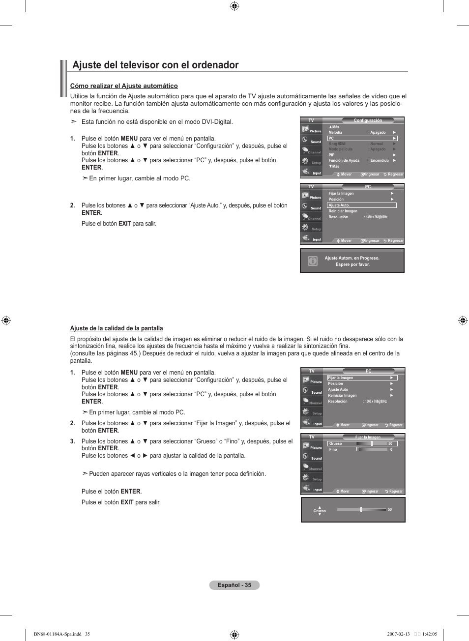 Ajuste del televisor con el ordenador | Samsung LNT1954HX-XAA User Manual | Page 94 / 116