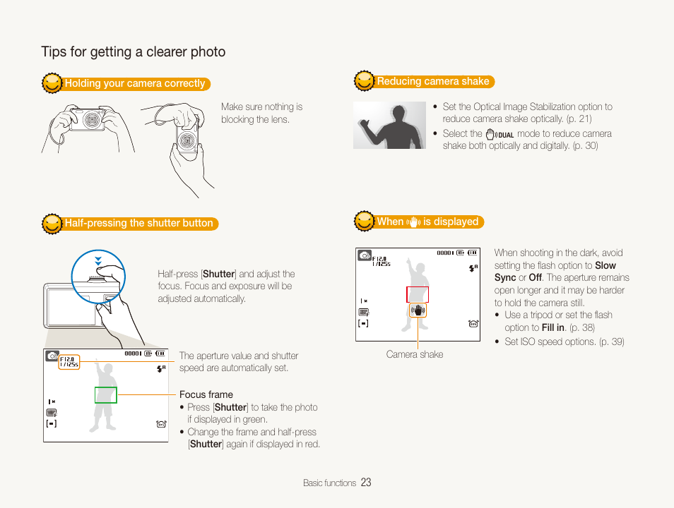 Tips for getting a clearer photo | Samsung EC-SL820SBP-US User Manual | Page 24 / 95