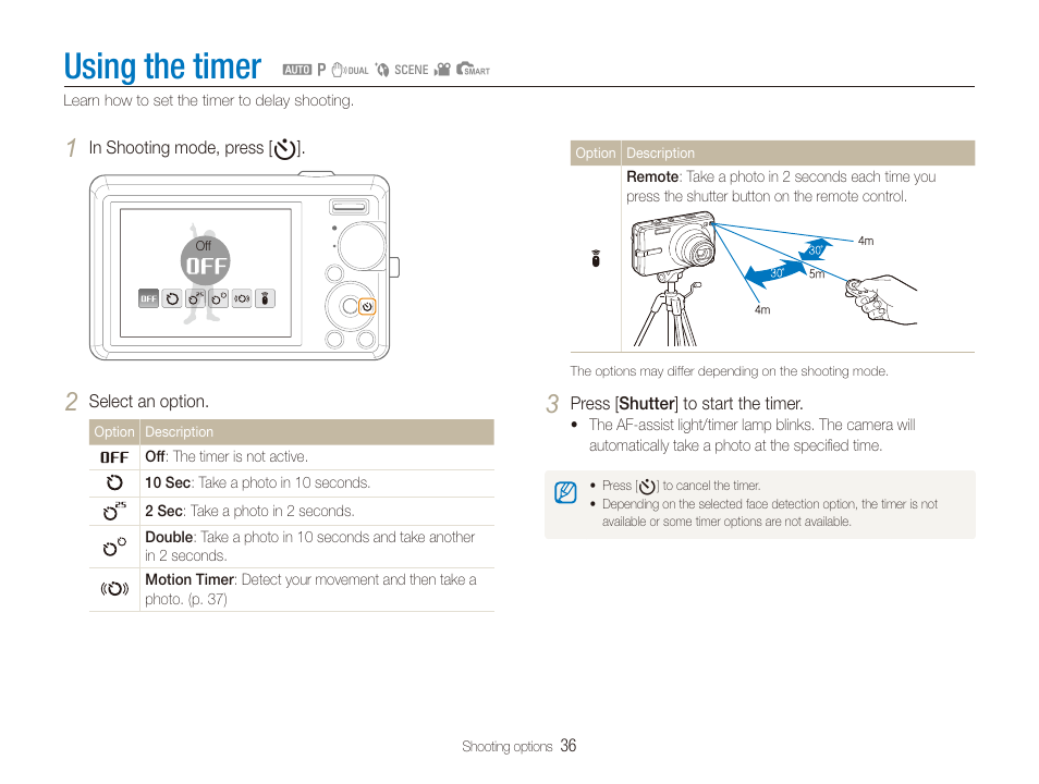 Using the timer | Samsung EC-SL820SBP-US User Manual | Page 37 / 95