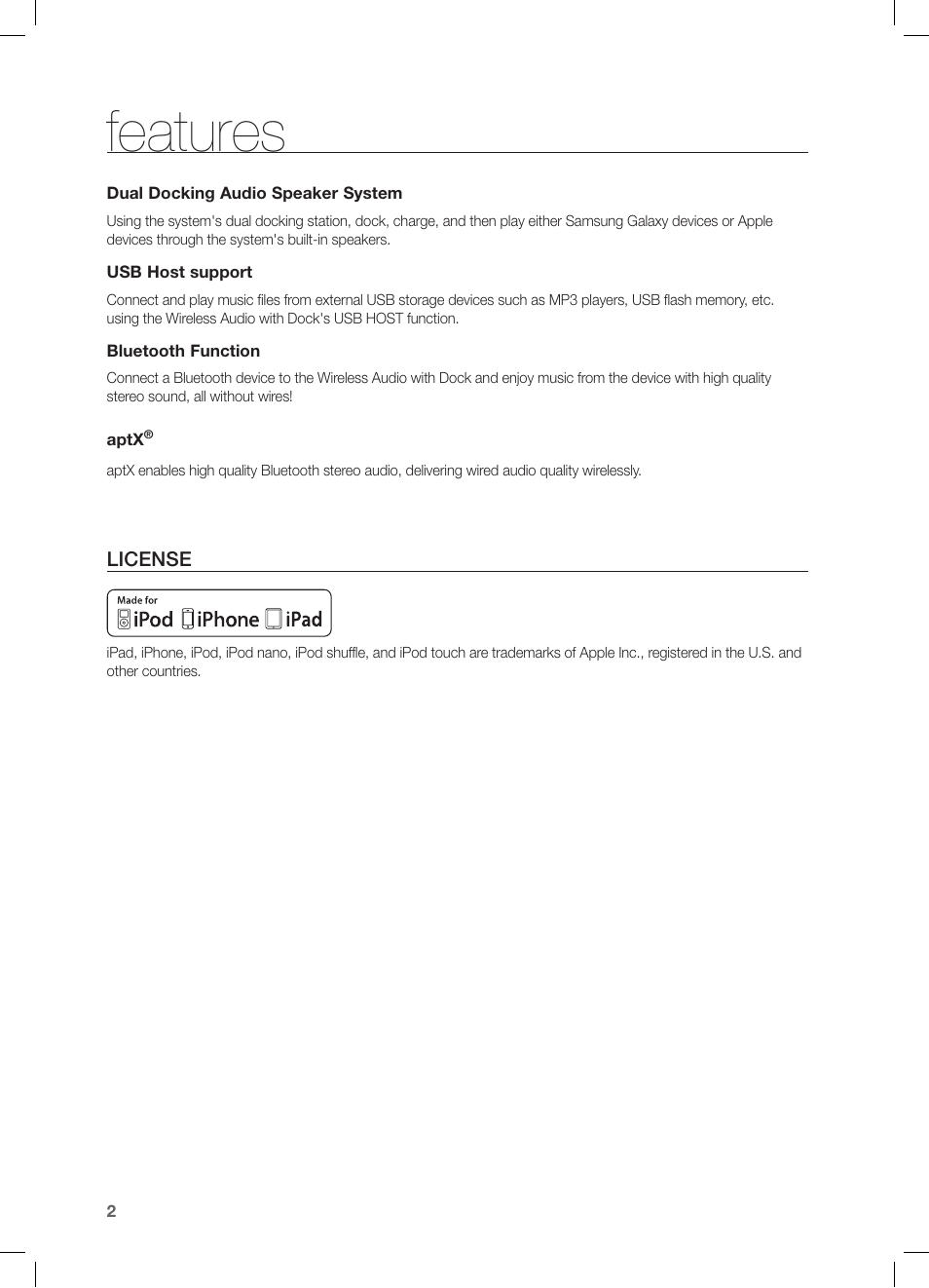 Features | Samsung DA-E651-ZA User Manual | Page 2 / 29