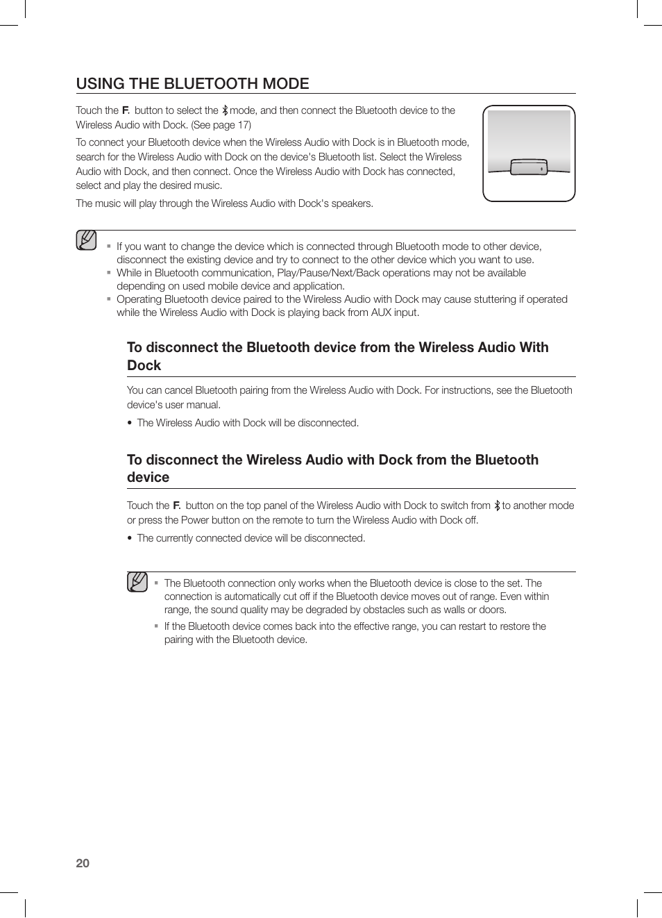 Using the bluetooth mode | Samsung DA-E651-ZA User Manual | Page 20 / 29