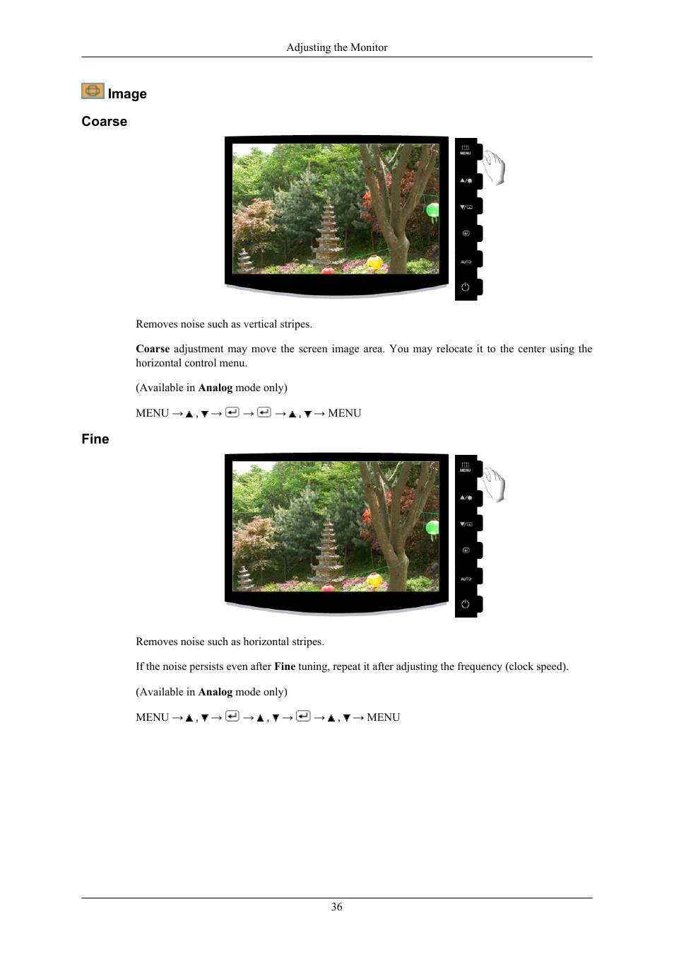 Image, Coarse, Fine | Samsung LS24CMKKFV-ZA User Manual | Page 37 / 60