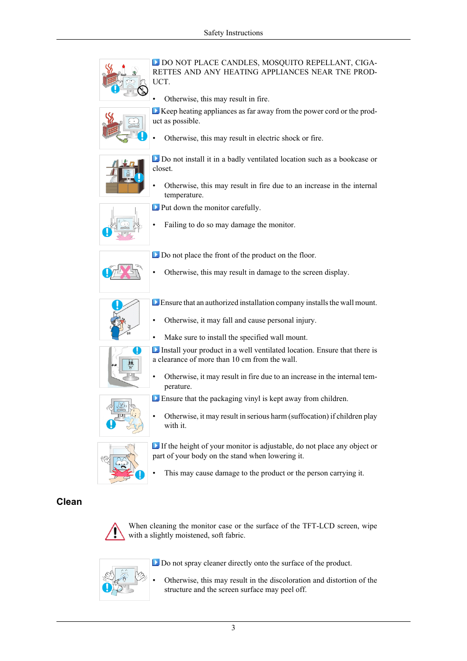 Clean | Samsung LS24CMKKFV-ZA User Manual | Page 4 / 60