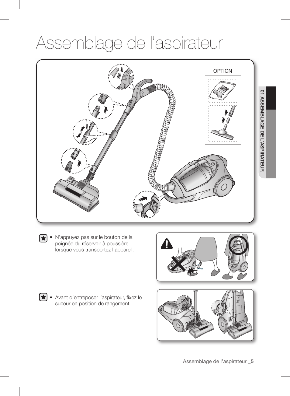 Assemblage de l’aspirateur | Samsung VCC88P0H1B-XAA User Manual | Page 21 / 48