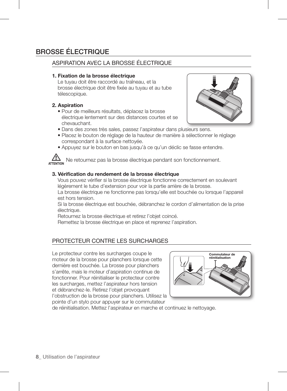 Brosse électrique | Samsung VCC88P0H1B-XAA User Manual | Page 24 / 48