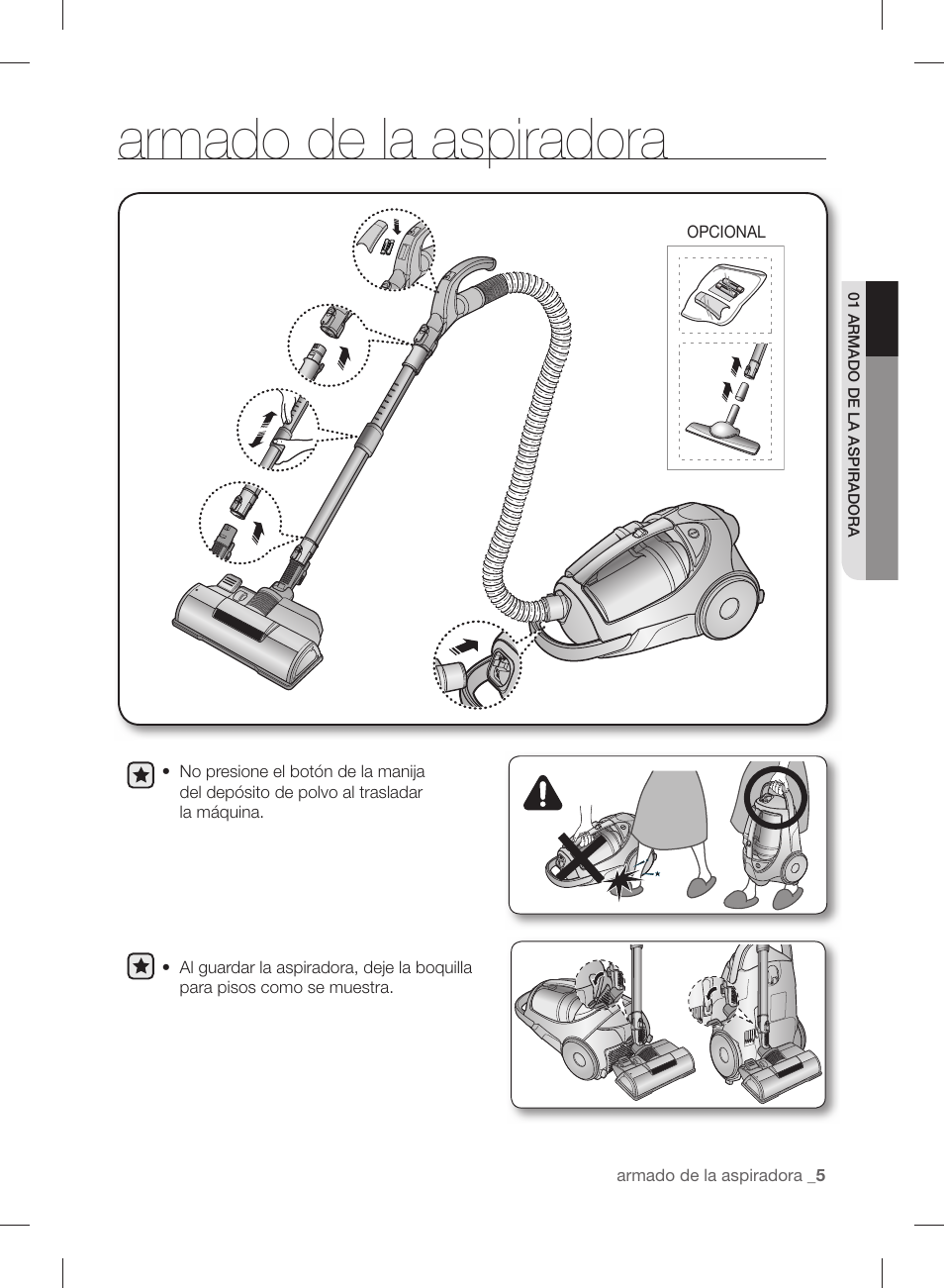 Armado de la aspiradora | Samsung VCC88P0H1B-XAA User Manual | Page 37 / 48