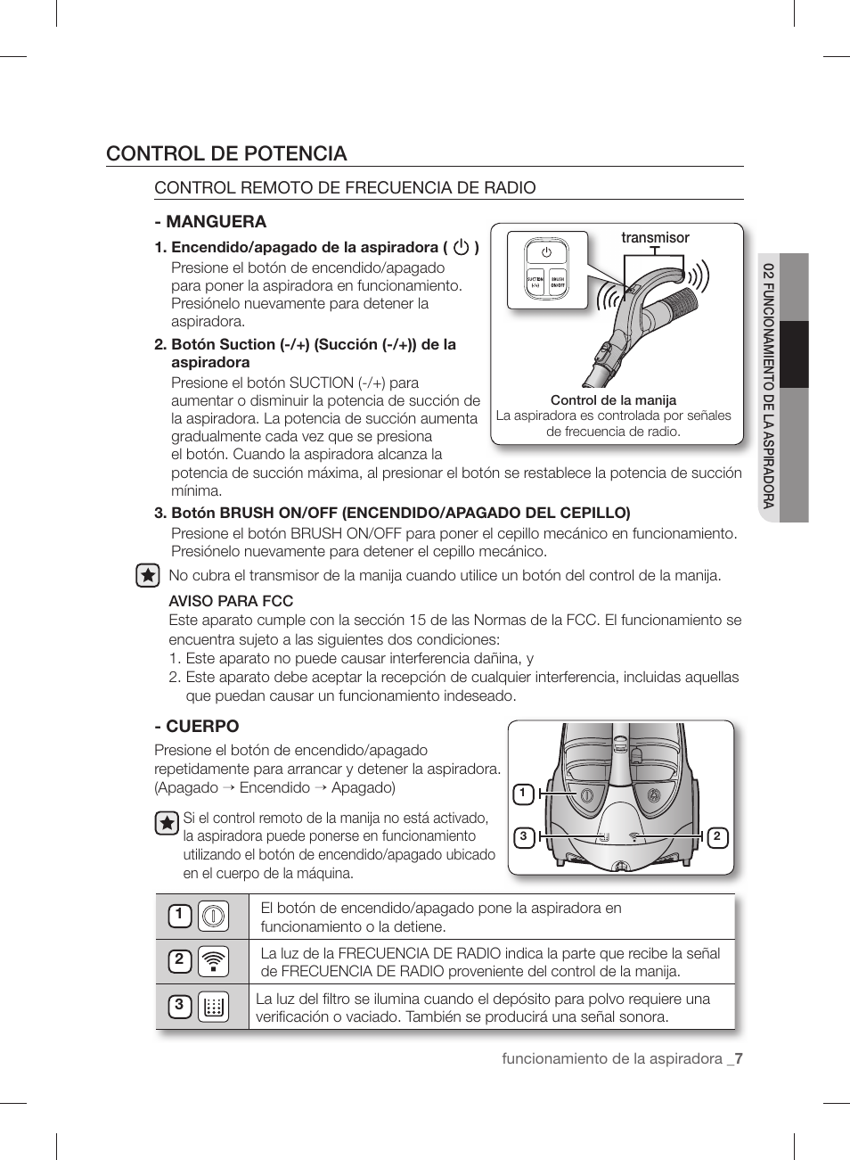 Control de potencia | Samsung VCC88P0H1B-XAA User Manual | Page 39 / 48