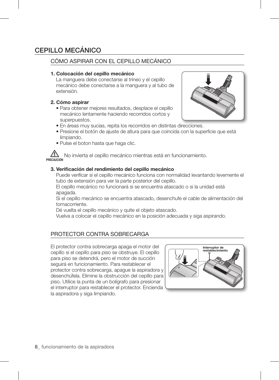 Cepillo mecánico | Samsung VCC88P0H1B-XAA User Manual | Page 40 / 48