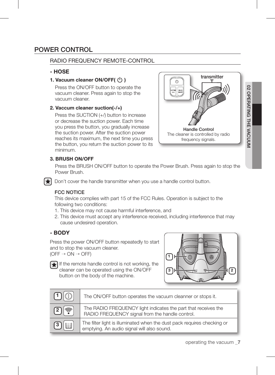 Power control | Samsung VCC88P0H1B-XAA User Manual | Page 7 / 48
