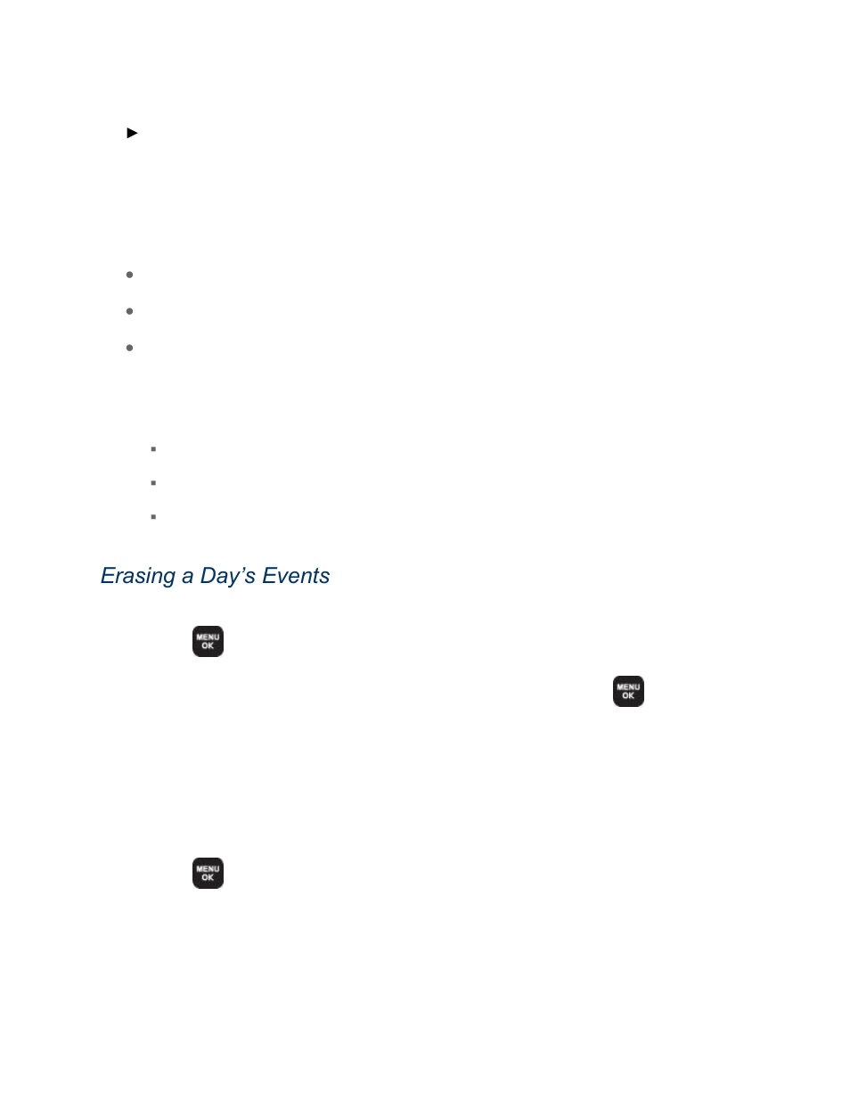 Managing the schedule alerts, Erasing a day’s events, Erasing all events | Samsung SPH-M370BAASPR User Manual | Page 104 / 121