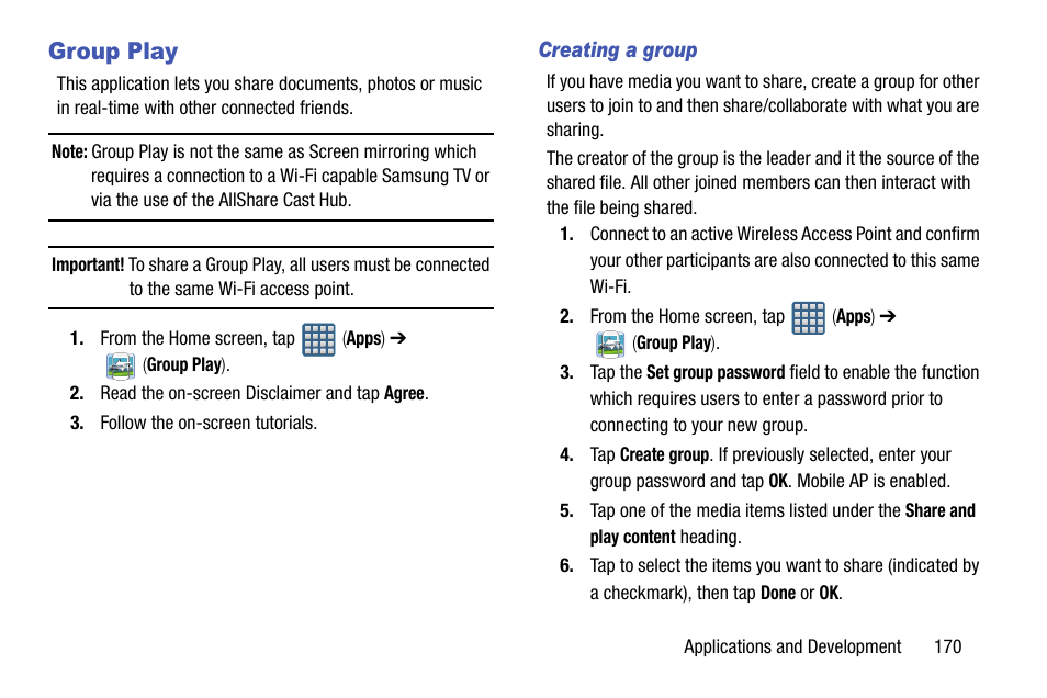 Group play | Samsung SGH-T999ZAATMB User Manual | Page 177 / 351