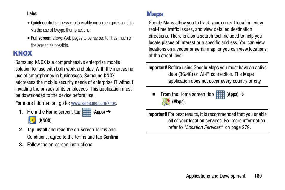 Knox, Maps, Knox maps | Samsung SGH-T999ZAATMB User Manual | Page 187 / 351