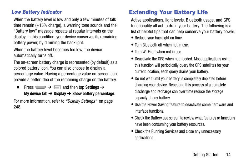 Extending your battery life | Samsung SGH-T999ZAATMB User Manual | Page 21 / 351