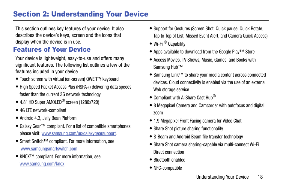 Section 2: understanding your device, Features of your device | Samsung SGH-T999ZAATMB User Manual | Page 25 / 351