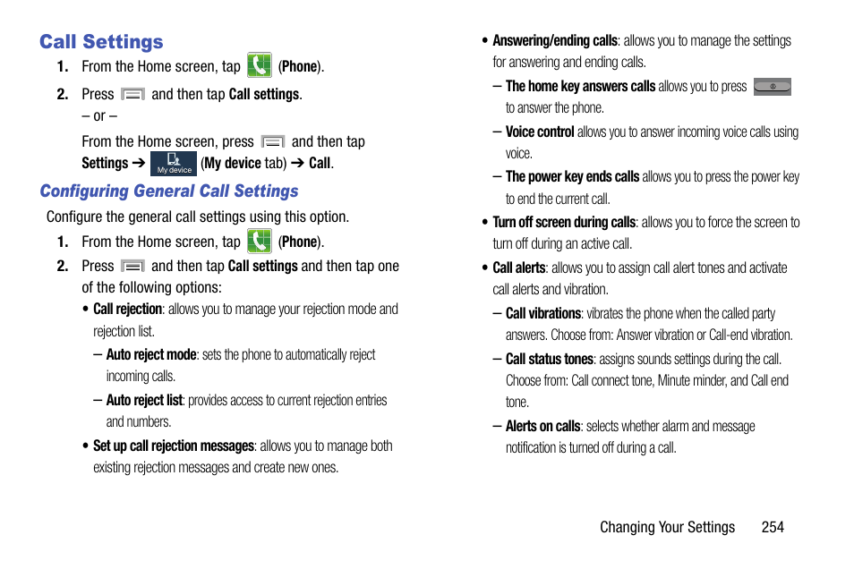 Call settings | Samsung SGH-T999ZAATMB User Manual | Page 261 / 351