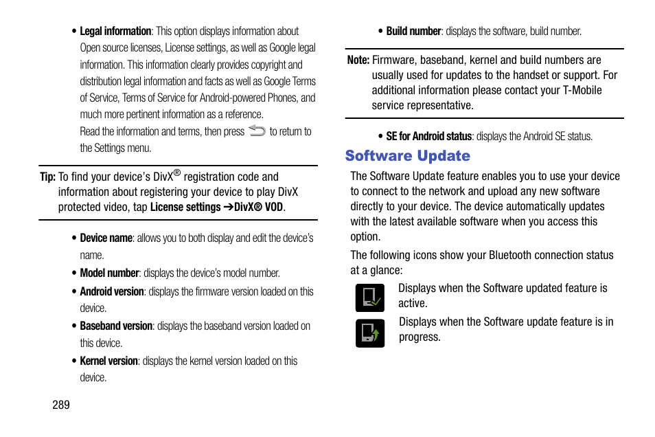 Software update | Samsung SGH-T999ZAATMB User Manual | Page 296 / 351