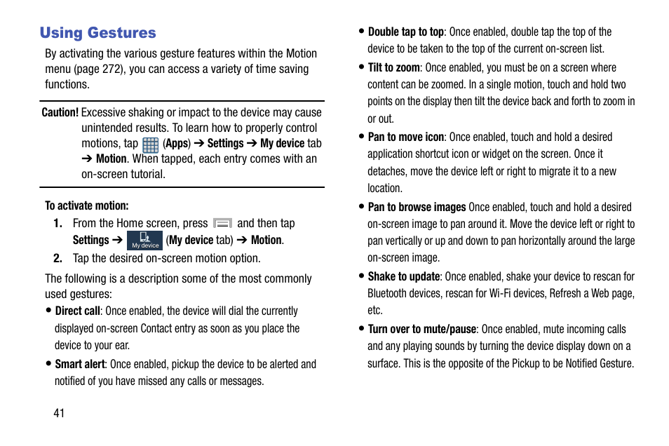 Using gestures | Samsung SGH-T999ZAATMB User Manual | Page 48 / 351