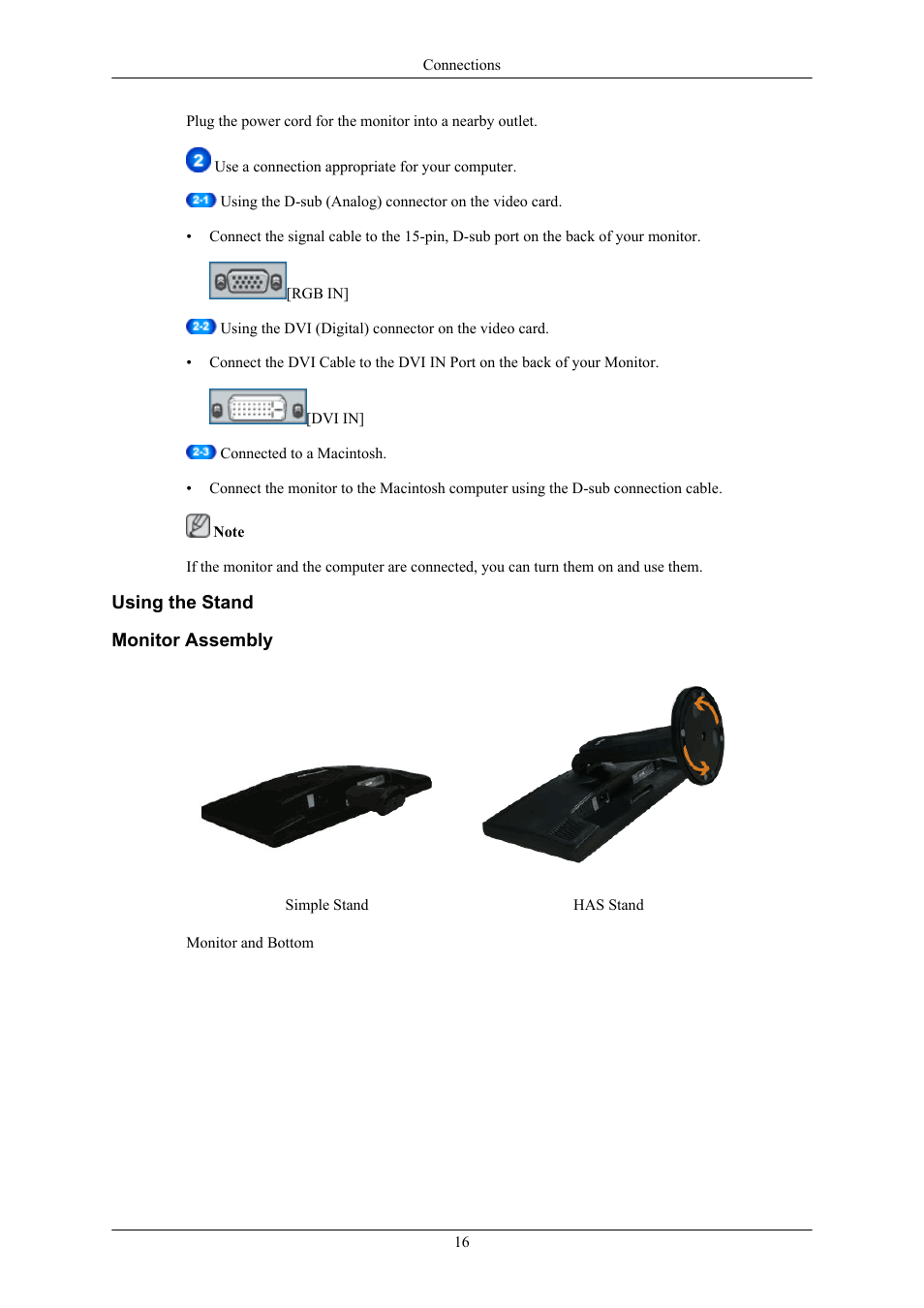 Using the stand, Monitor assembly | Samsung LS22MYMRBQ-XAA User Manual | Page 10 / 18