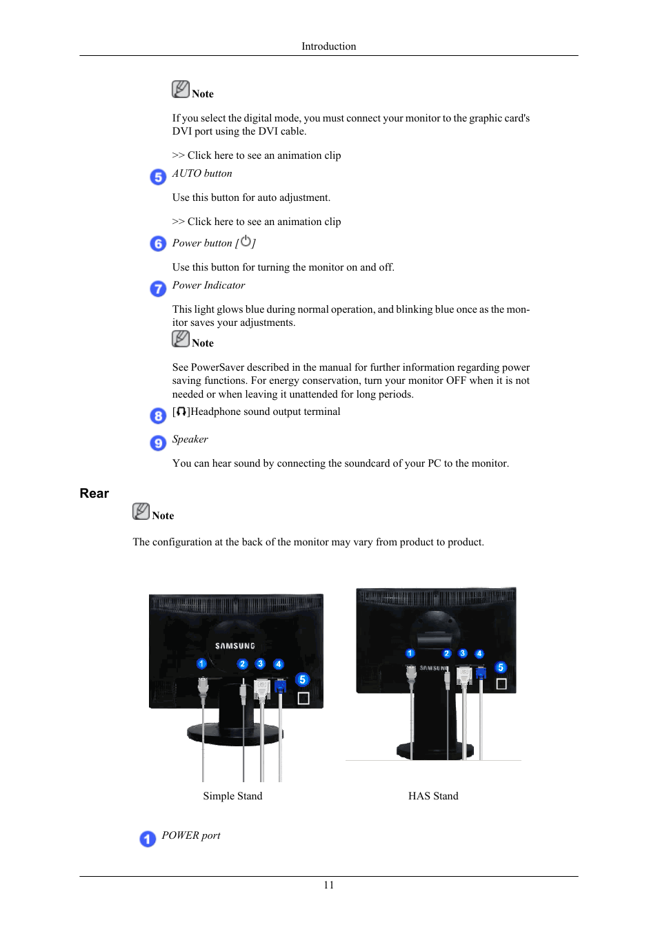 Rear | Samsung LS22MYMRBQ-XAA User Manual | Page 5 / 18