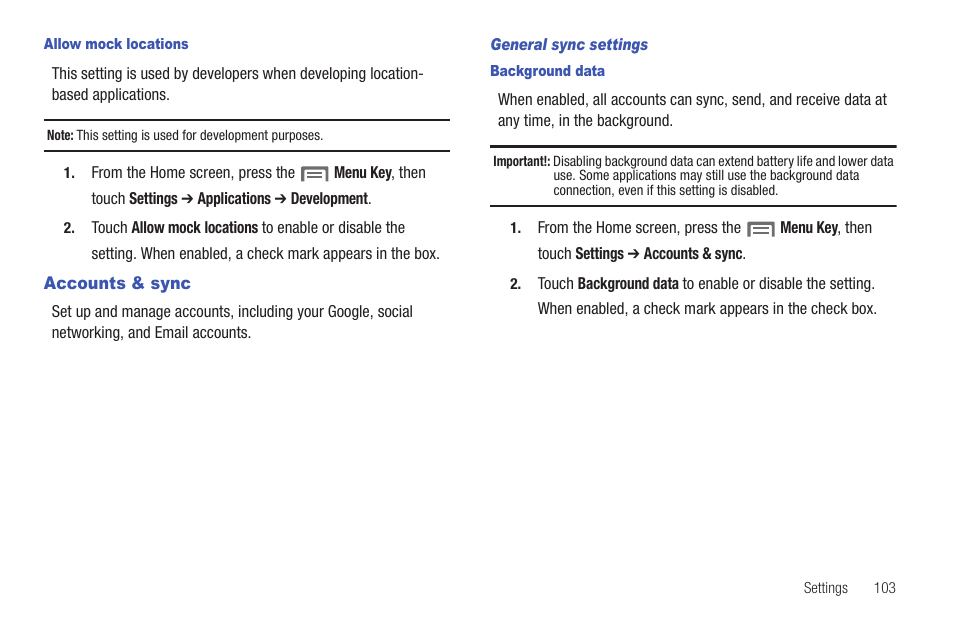 Accounts & sync | Samsung SCH-S720ZKATFN User Manual | Page 107 / 137
