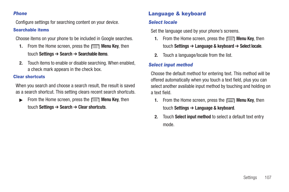 Language & keyboard | Samsung SCH-S720ZKATFN User Manual | Page 111 / 137