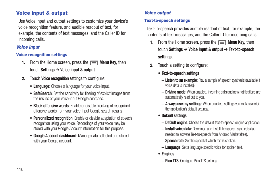 Voice input & output | Samsung SCH-S720ZKATFN User Manual | Page 114 / 137