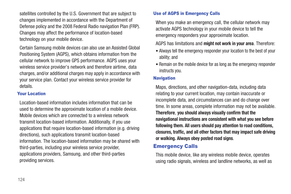 Emergency calls | Samsung SCH-S720ZKATFN User Manual | Page 128 / 137