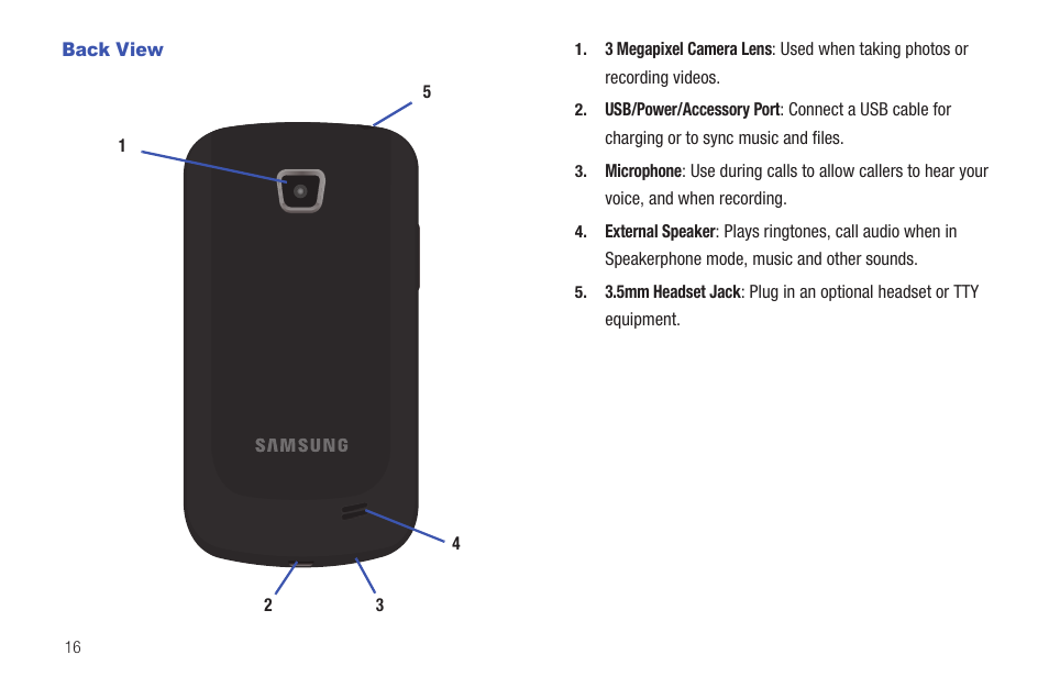 Back view | Samsung SCH-S720ZKATFN User Manual | Page 20 / 137