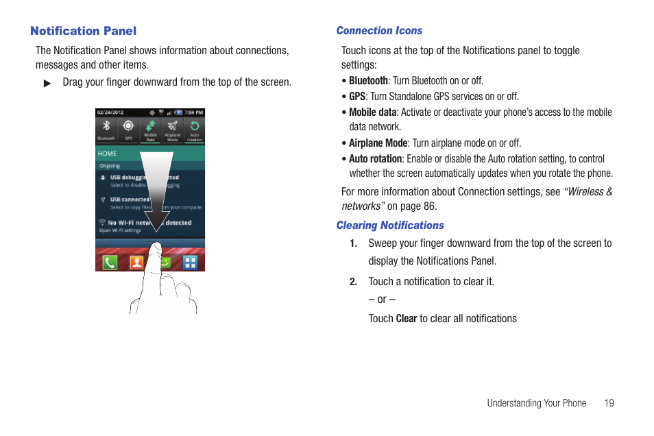 Notification panel | Samsung SCH-S720ZKATFN User Manual | Page 23 / 137