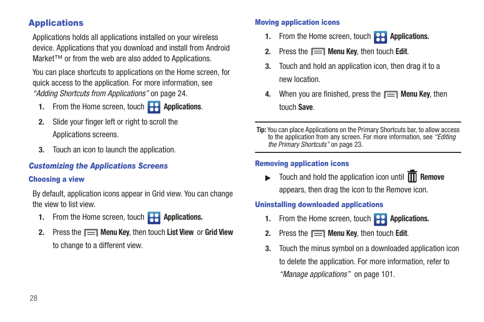 Applications | Samsung SCH-S720ZKATFN User Manual | Page 32 / 137