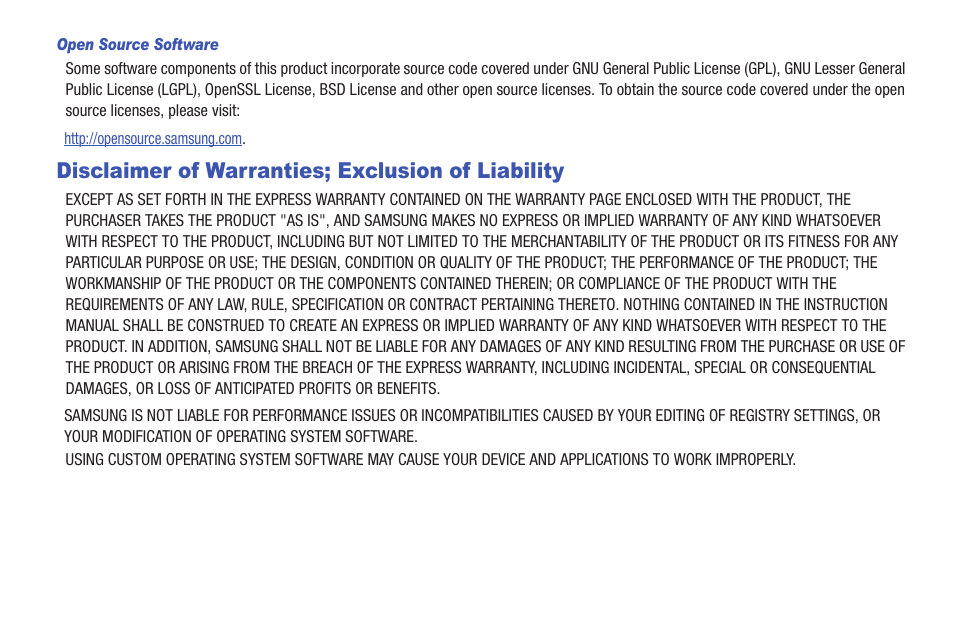 Disclaimer of warranties; exclusion of liability | Samsung SCH-S720ZKATFN User Manual | Page 4 / 137