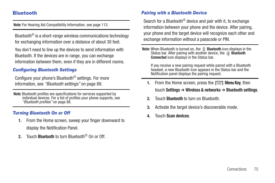 Bluetooth | Samsung SCH-S720ZKATFN User Manual | Page 79 / 137