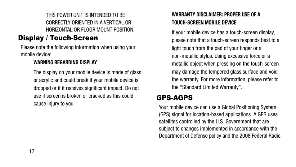 Display / touch-screen, Gps-agps, Display / touch-screen gps-agps | Samsung SM-T337AZWAATT User Manual | Page 24 / 56