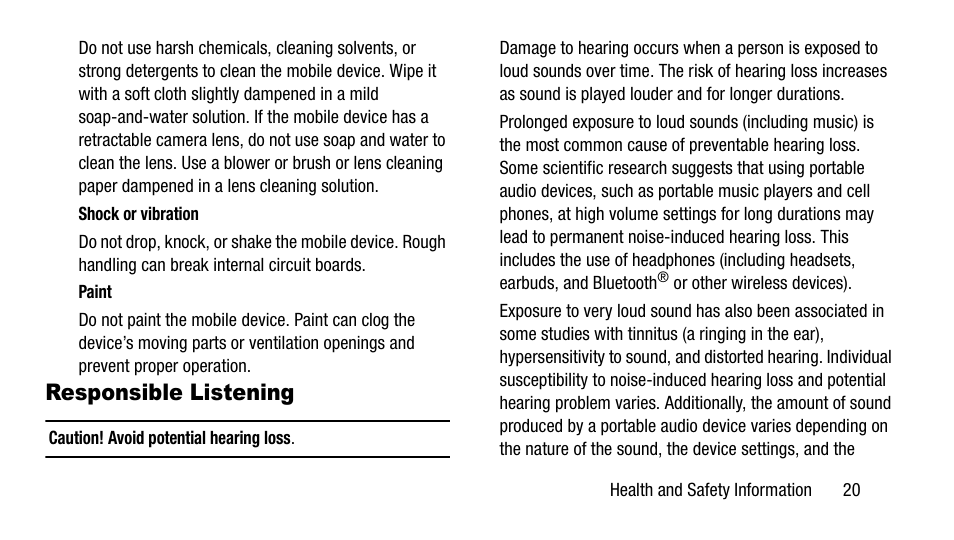 Responsible listening | Samsung SM-T337AZWAATT User Manual | Page 27 / 56