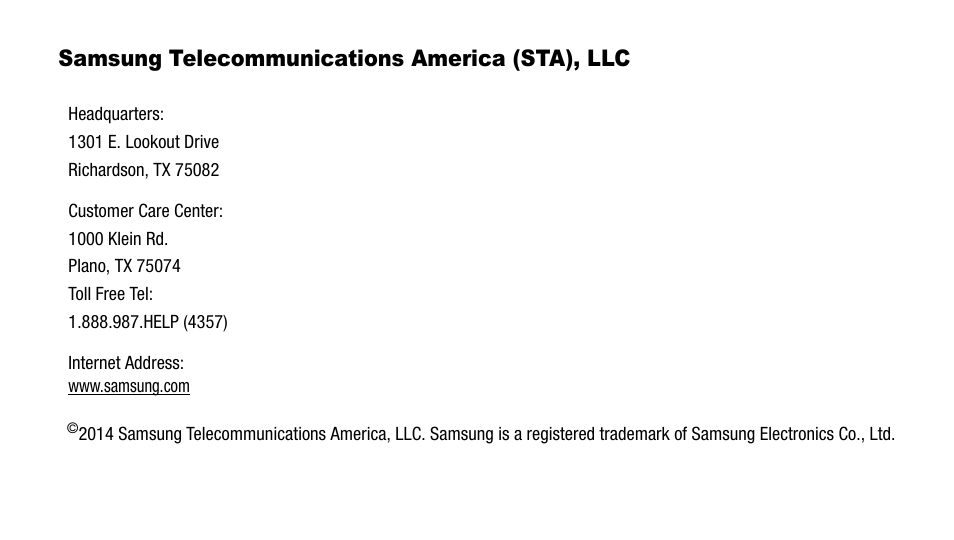 Samsung telecommunications america (sta), llc | Samsung SM-T337AZWAATT User Manual | Page 6 / 56