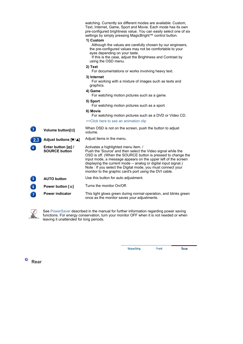 Rear | Samsung LS17PLMSSB-DZS User Manual | Page 12 / 89