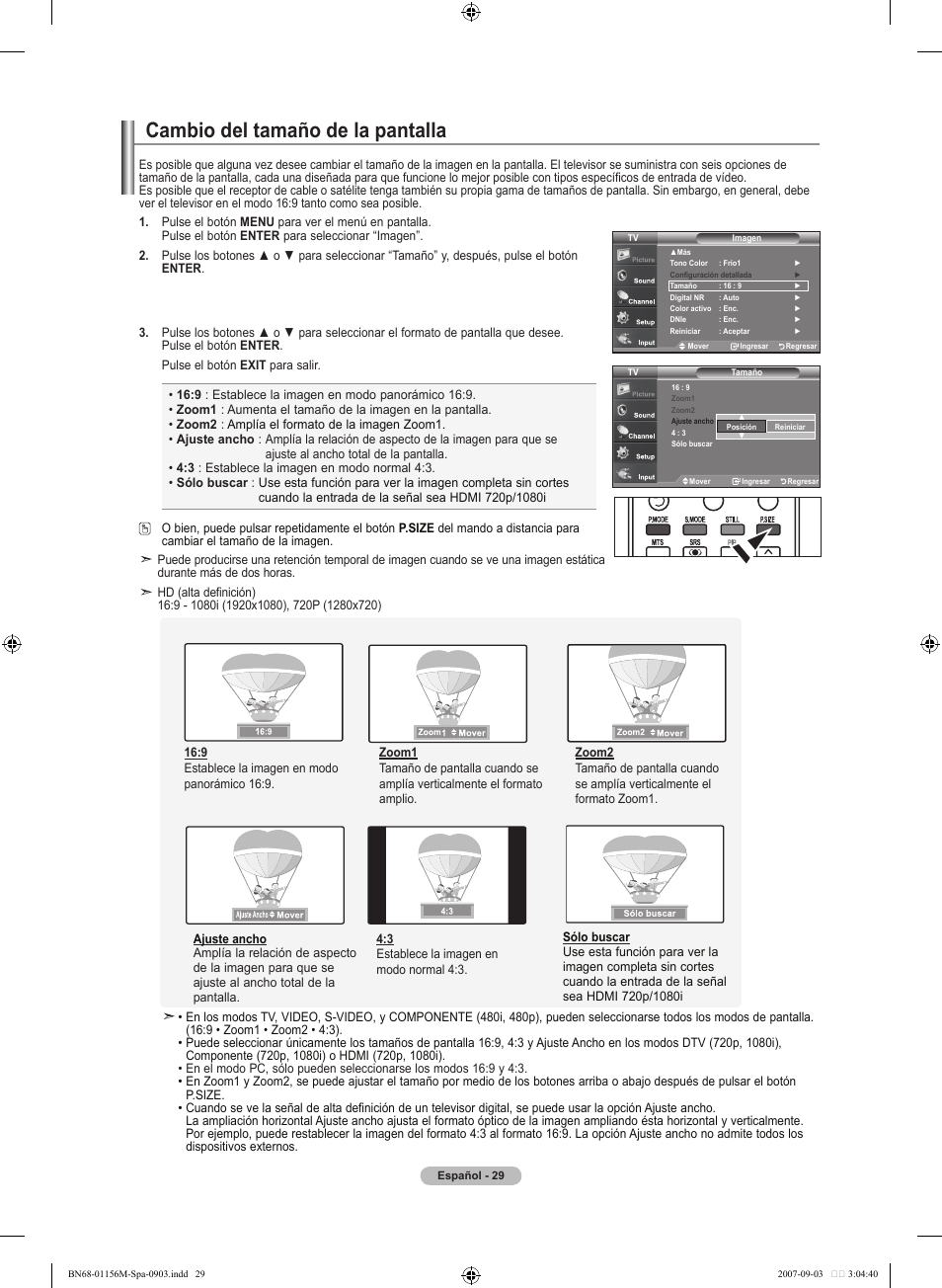 Cambio del tamaño de la pantalla | Samsung LNT3753HX-XAA User Manual | Page 100 / 139