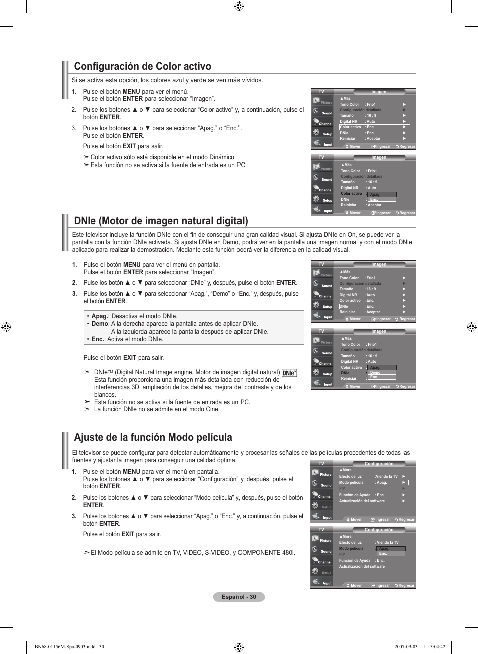 Ajuste de la función modo película | Samsung LNT3753HX-XAA User Manual | Page 101 / 139