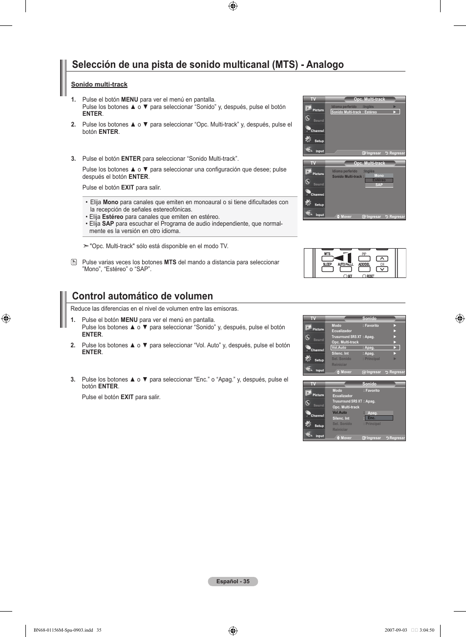 Control automático de volumen | Samsung LNT3753HX-XAA User Manual | Page 106 / 139