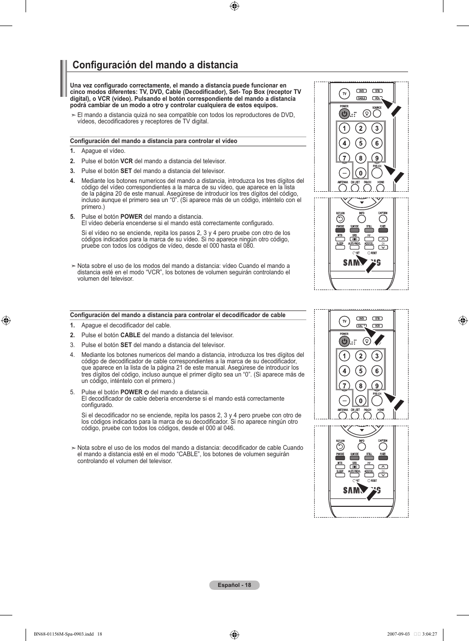 Configuración del mando a distancia | Samsung LNT3753HX-XAA User Manual | Page 89 / 139