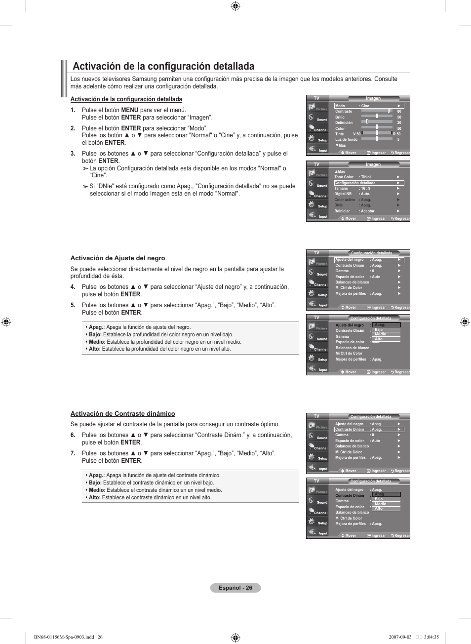Activación de la configuración detallada | Samsung LNT3753HX-XAA User Manual | Page 97 / 139