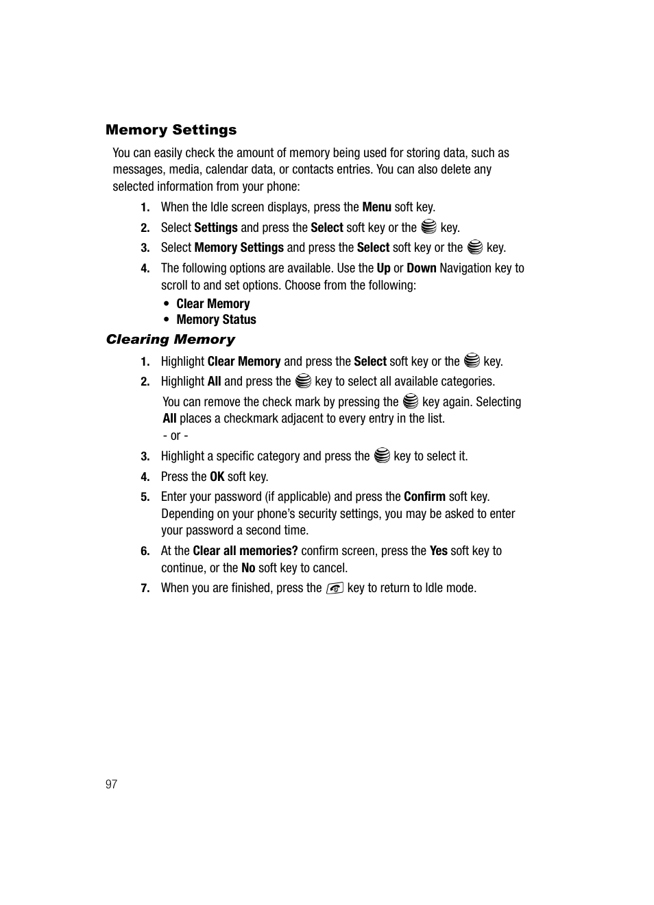Memory settings | Samsung SGH-A717ZKAATT User Manual | Page 100 / 188