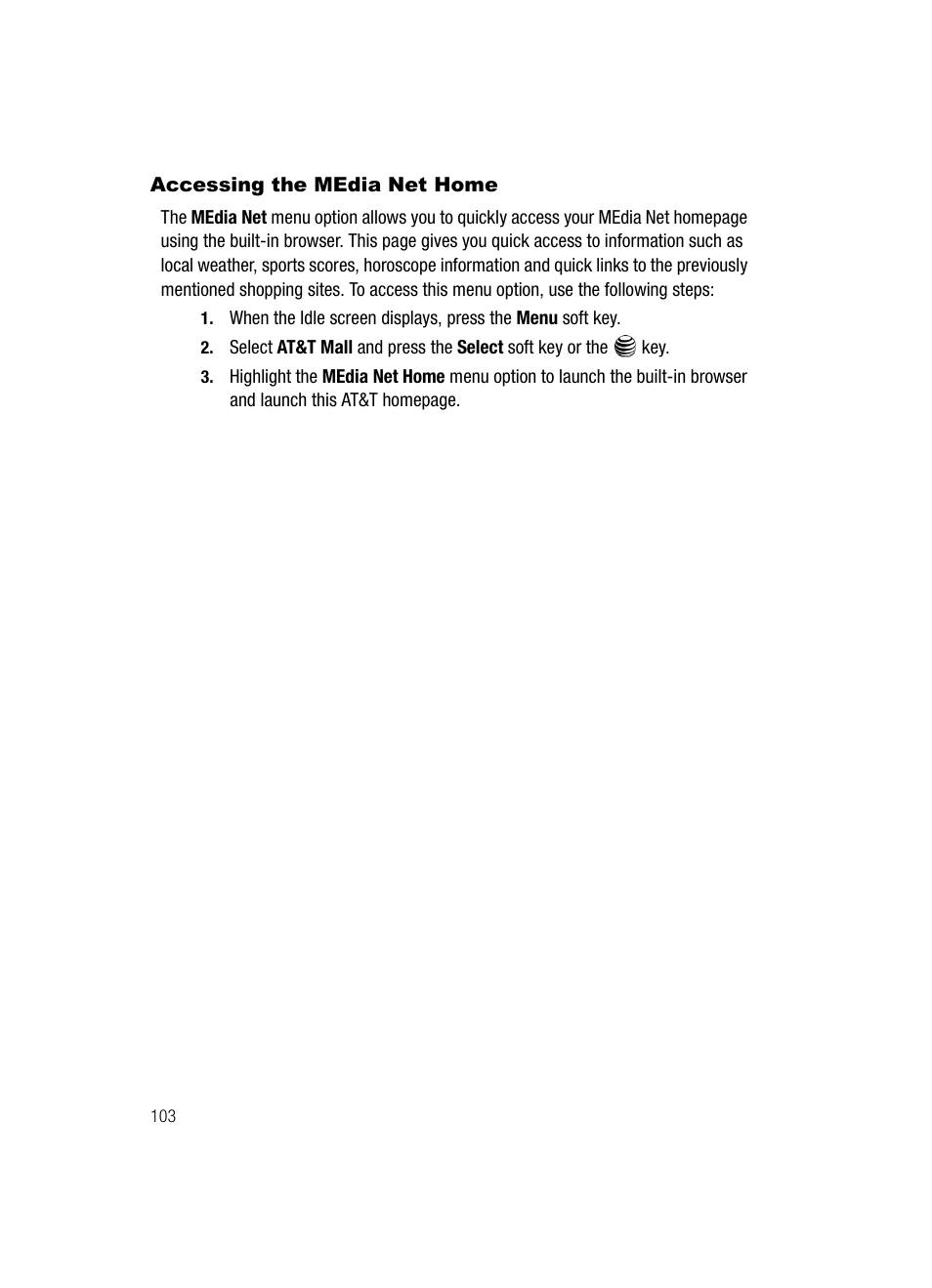 Accessing the media net home | Samsung SGH-A717ZKAATT User Manual | Page 106 / 188