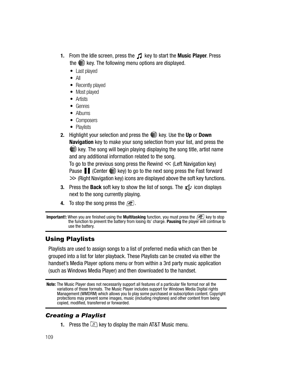 Using playlists | Samsung SGH-A717ZKAATT User Manual | Page 112 / 188