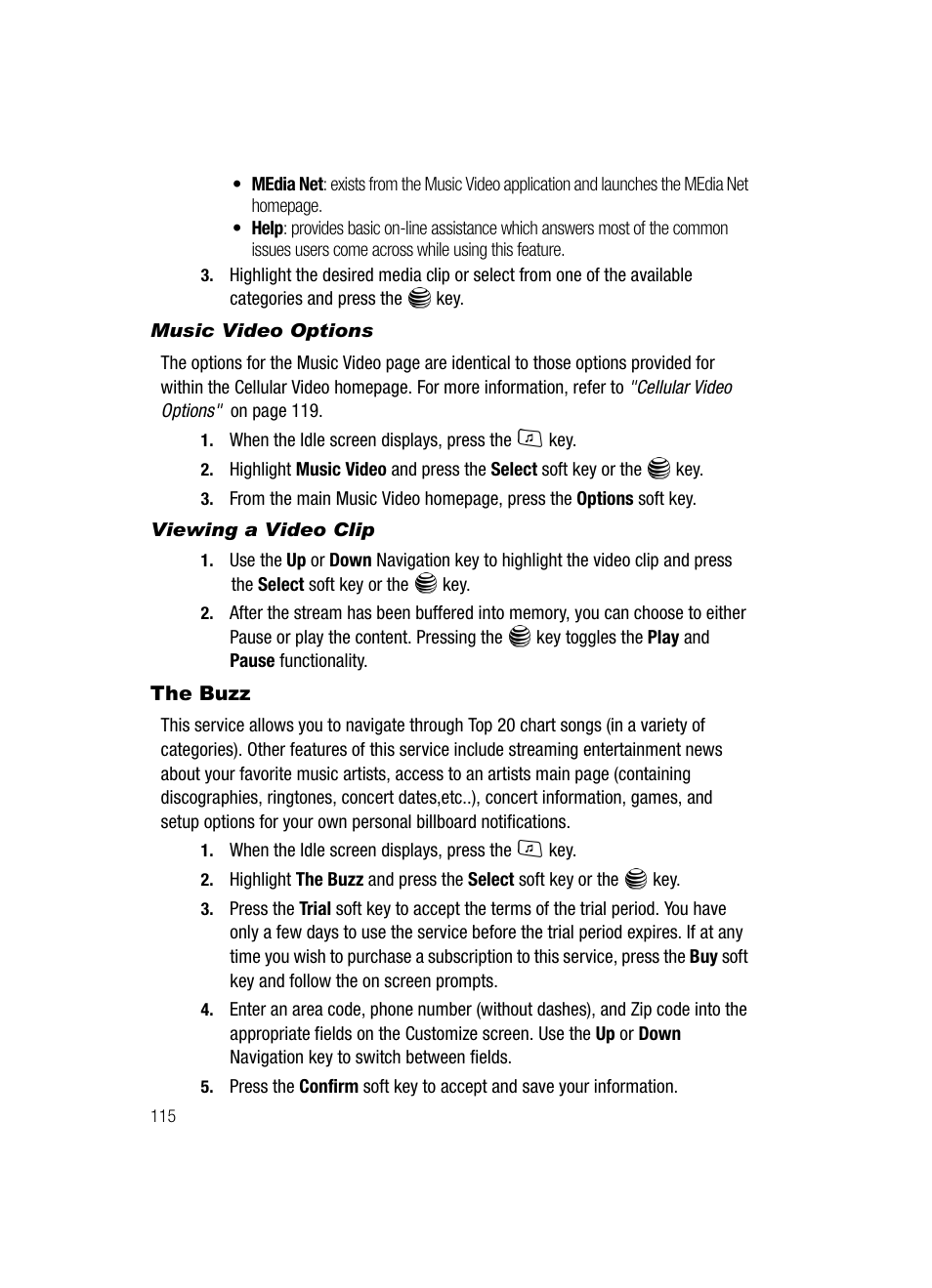 The buzz | Samsung SGH-A717ZKAATT User Manual | Page 118 / 188