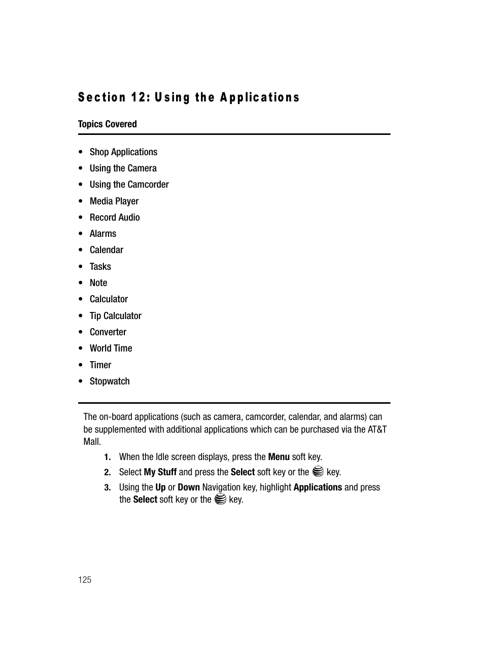 Section 12: using the applications | Samsung SGH-A717ZKAATT User Manual | Page 128 / 188