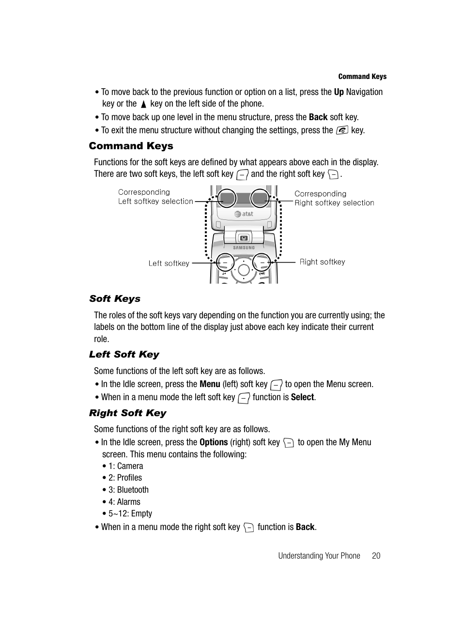 Command keys | Samsung SGH-A717ZKAATT User Manual | Page 23 / 188