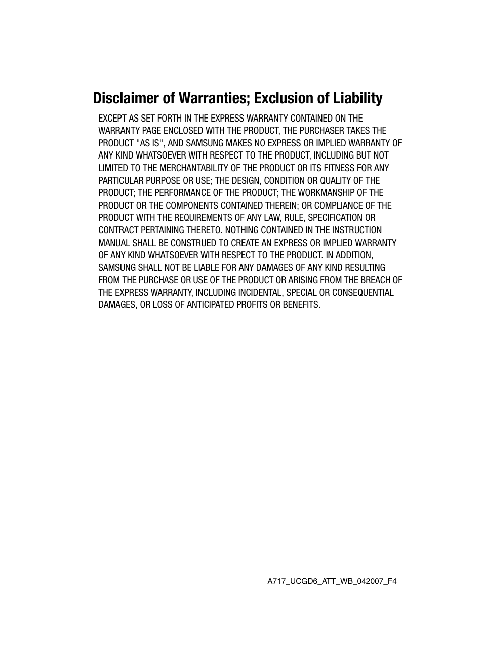 Disclaimer of warranties; exclusion of liability | Samsung SGH-A717ZKAATT User Manual | Page 3 / 188