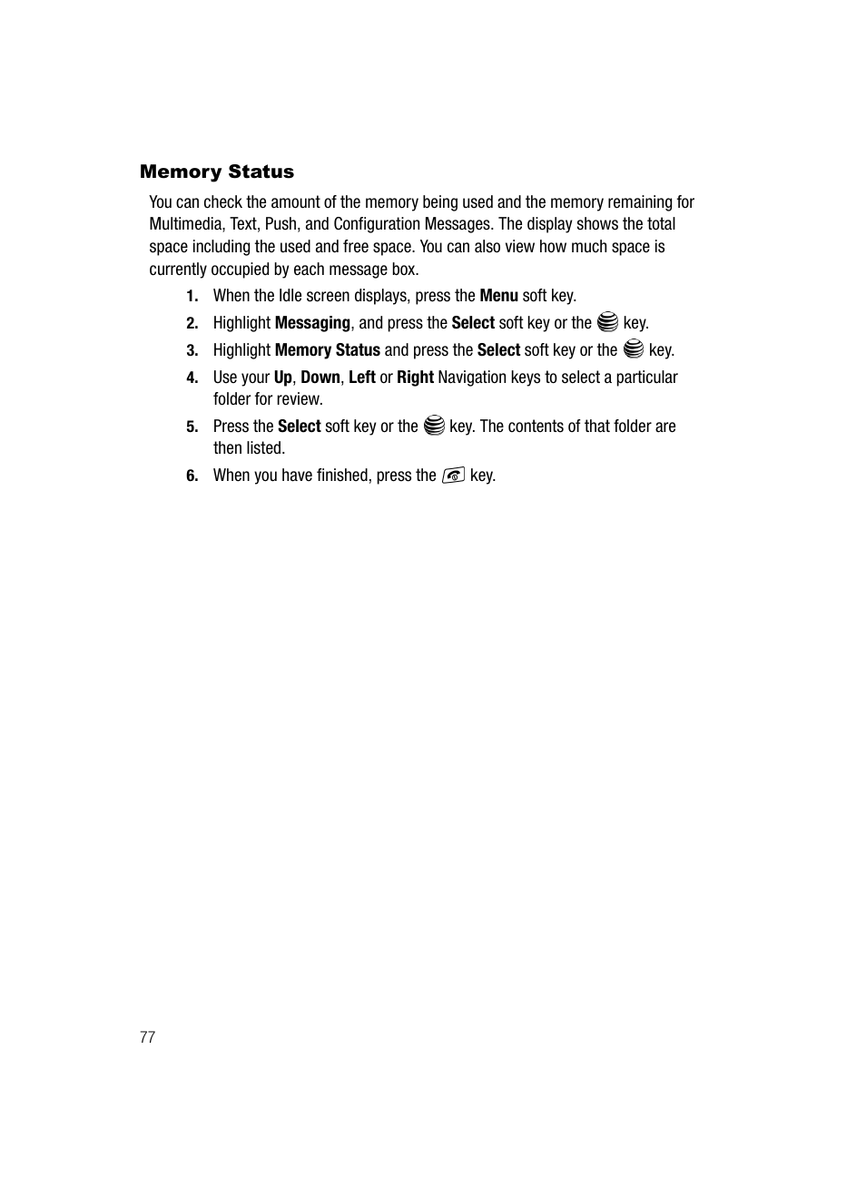 Memory status | Samsung SGH-A717ZKAATT User Manual | Page 80 / 188
